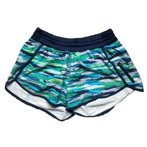 Lululemon Speed Shorts Women's 8 Blue Seven Wonders Multi / Hero  Zip Pocket